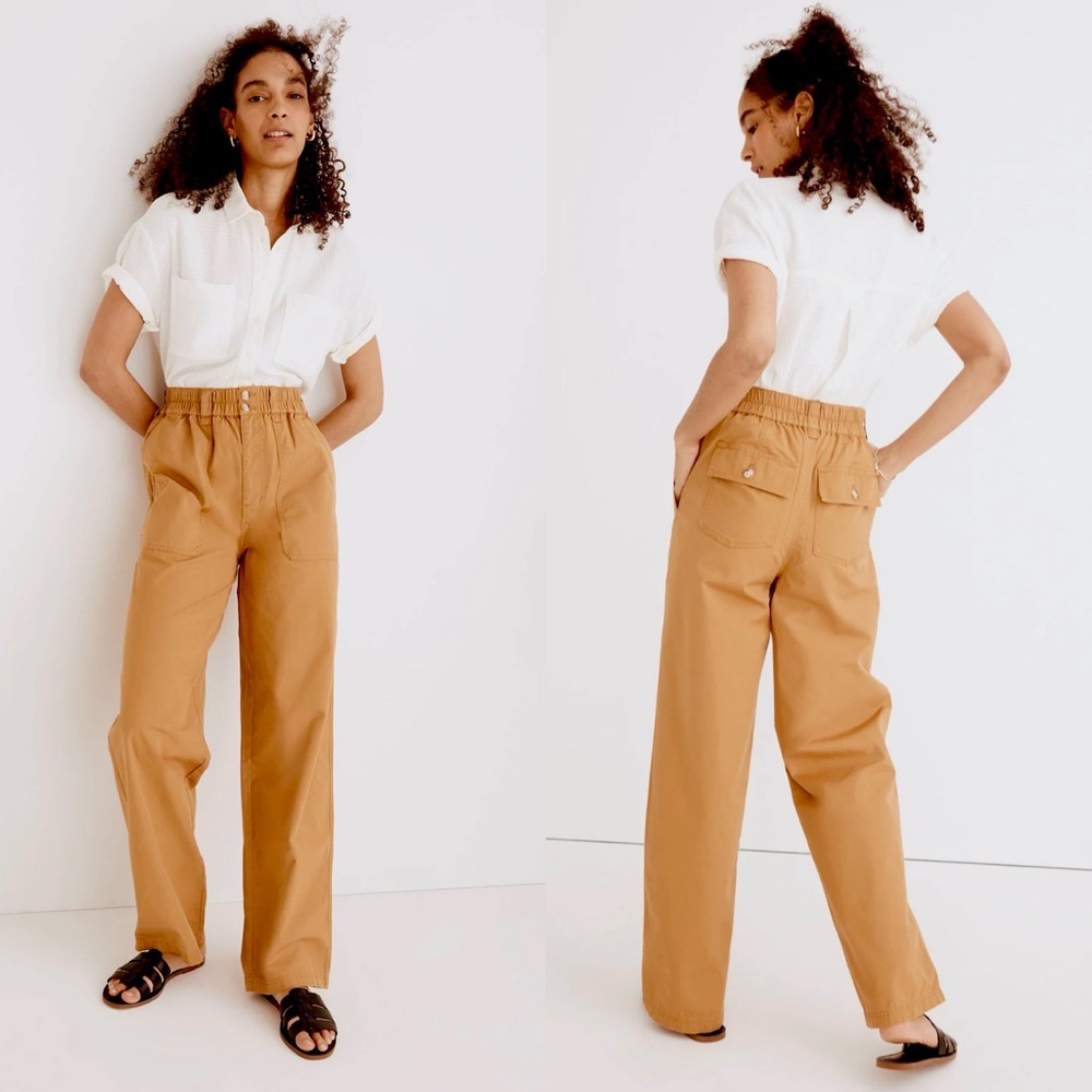 Madewell | Cotton Ripstop Pull-On Straight Cargo Pants in Toffee XS